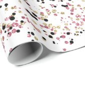 Glitzy Gold Pink Black Confetti Dots Geschenkpapier (Rolleneckpunkt)