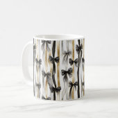 Glitzy Gold Silver Black Ribbons Bows Kaffeetasse (Vorderseite Links)