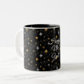 Glitzy Gold Silver Black Sparkle New Year Zweifarbige Tasse (Vorderseite Links)