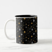 Glitzy Gold Silver Black Sparkle New Year Zweifarbige Tasse (Links)