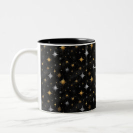 Glitzy Gold Silver Black Sparkle New Year Zweifarbige Tasse