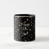 Glitzy Gold Silver Black Sparkle New Year Zweifarbige Tasse (Mittel)