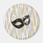 Glitzy Gold Silver New Year Black Mask Magnet (Vorne)