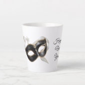 Glitzy Gold Silver New Year Black Mask Milchtasse (Vorderseite)