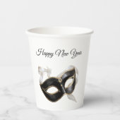 Glitzy Gold Silver New Year Black Mask Pappbecher (Vorderseite)