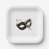Glitzy Gold Silver New Year Black Mask Pappteller (Vorderseite)