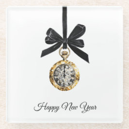 Glitzy Gold Silver New Year Midnight Hour Glasuntersetzer