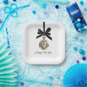 Glitzy Gold Silver New Year Midnight Hour   Pappteller (Party)