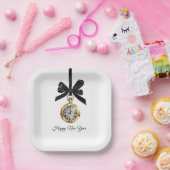 Glitzy Gold Silver New Year Midnight Hour   Pappteller (Party)