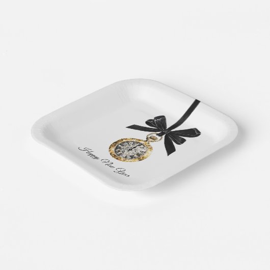 Glitzy Gold Silver New Year Midnight Hour Pappteller (Gewinkelt)