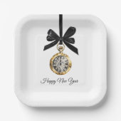 Glitzy Gold Silver New Year Midnight Hour   Pappteller (Vorderseite)