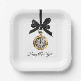 Glitzy Gold Silver New Year Midnight Hour Pappteller