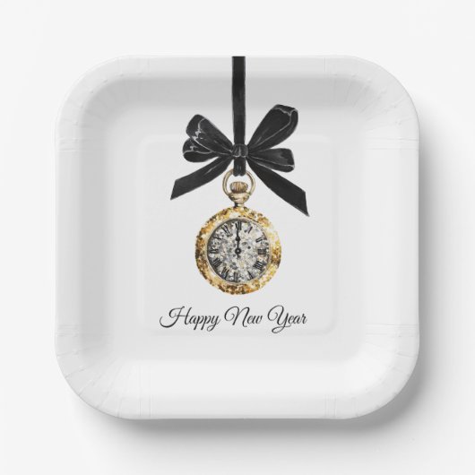 Glitzy Gold Silver New Year Midnight Hour   Pappteller (Vorderseite)