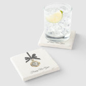 Glitzy Gold Silver New Year Midnight Hour Steinuntersetzer (Seitenansicht)