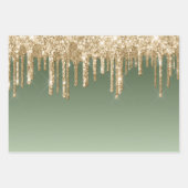 Glitzy Gold Sparkle Glitzer Tropfen Geburtstag Geschenkpapier Set (Vorderseite 3)