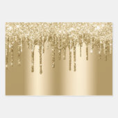 Glitzy Gold Sparkle Glitzer Tropfen Geburtstag Geschenkpapier Set (Vorderseite)