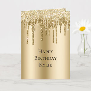 Glitzy Gold Sparkle Glitzer Tropfen Geburtstag Karte