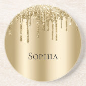 Glitzy Gold Sparkle Glitzer Tropfen Getränkeuntersetzer (Vorne)