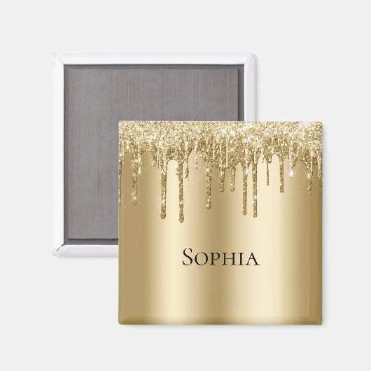 Glitzy Gold Sparkle Glitzer Tropfen Magnet (Vorderseite/Rückseite)