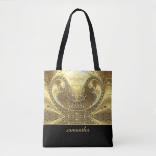 Glitzy Gold und Black Monogram Tasche