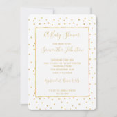 Glitzy Gold und White Confetti Babydusche Einladung (Vorderseite)