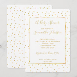 Glitzy Gold und White Confetti Babydusche Einladung
