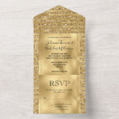 Glitzy Gold White Glam Glitzer All In One Einladung (Innen Boden)