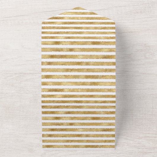 Glitzy Gold White Glam Glitzer Streifen All In One Einladung (Außenbereich)