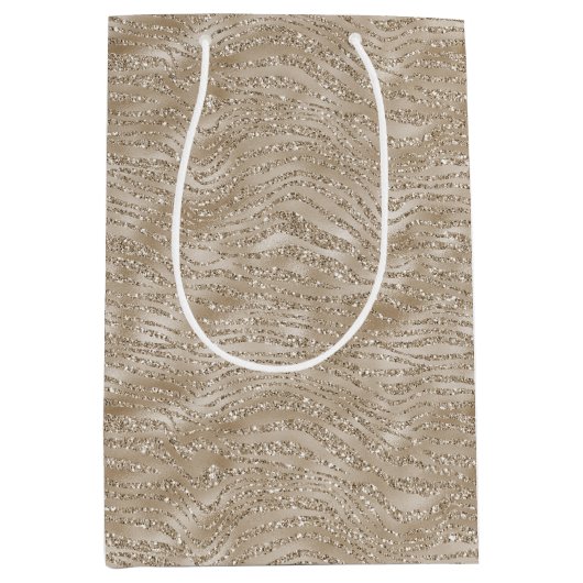 Glitzy Gold Zebra Print Mittlere Geschenktüte (Vorderseite)