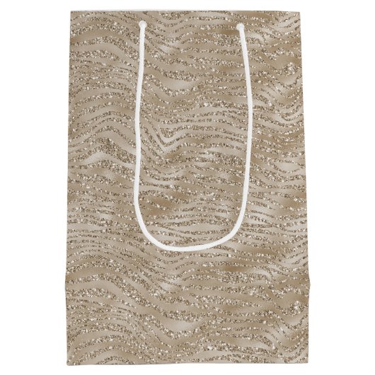Glitzy Gold Zebra Print Mittlere Geschenktüte (Rückseite)