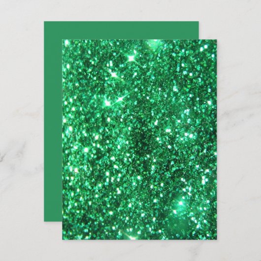 Glitzy Green Glitzer Einladung (Vorne/Hinten)