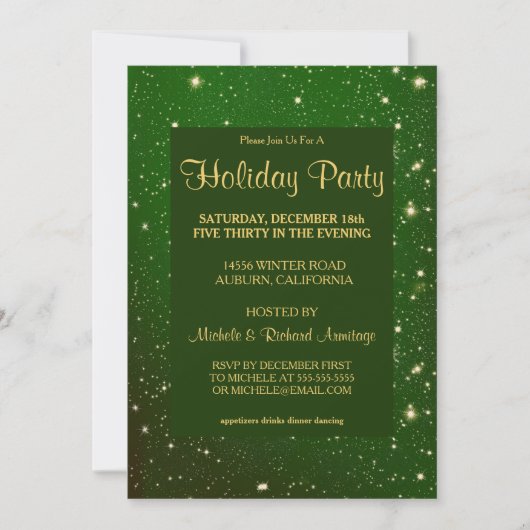 Glitzy Green Holiday Party Einladung (Vorderseite)