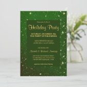 Glitzy Green Holiday Party Einladung (Stehend Vorderseite)