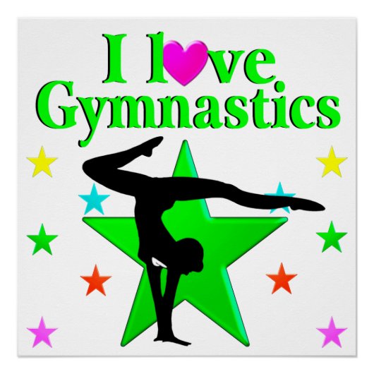 GLITZY GREEN I LIEBE GYMNASTICS DESIGN POSTER (Vorderseite)