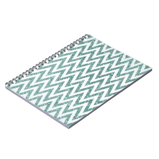 Glitzy Green White Zickzack Stripes Notizblock (Linke Seite)