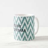 Glitzy Green White Zickzack Stripes Weihnachten Kaffeetasse (VorderseiteRechts)