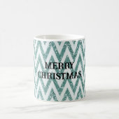 Glitzy Green White Zickzack Stripes Weihnachten Kaffeetasse (Mittel)