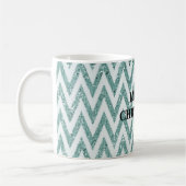 Glitzy Green White Zickzack Stripes Weihnachten Kaffeetasse (Links)
