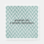 Glitzy Green White Zickzack Stripes Weihnachten Serviette (Vorderseite)