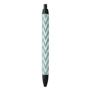 Glitzy Green White Zickzack Zigzag Stripes Kugelschreiber