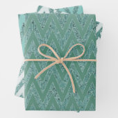 Glitzy Green Zickzack Stripes Weihnachten Geschenkpapier Set (Beispiel)