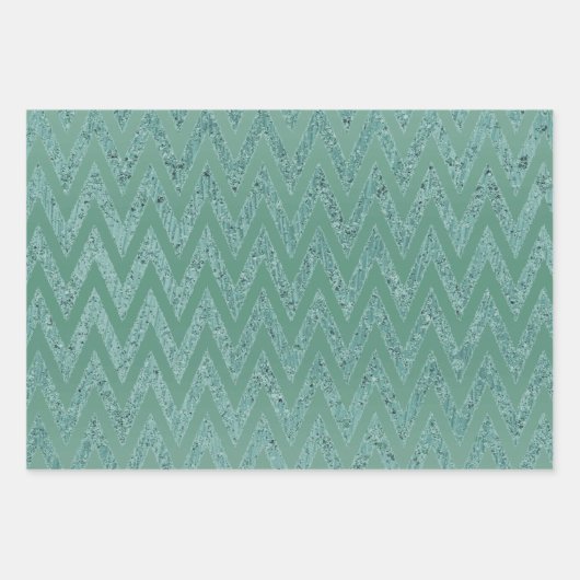 Glitzy Green Zickzack Stripes Weihnachten Geschenkpapier Set (Vorderseite)