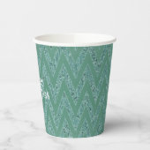 Glitzy Green Zickzack Stripes Weihnachten Pappbecher (Links)