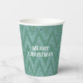 Glitzy Green Zickzack Stripes Weihnachten Pappbecher (Vorderseite)