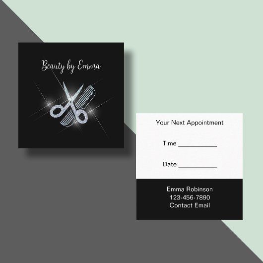 Glitzy Hairstylist Termine Business Cards Quadratische Visitenkarte