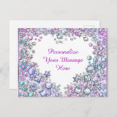 Glitzy Heart Gems Personalisierte Botschaft Postkarte (Vorne/Hinten)
