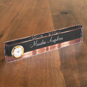 Glitzy Ladys Monogram Rose Gold Color Design Namensplakette (Seite)