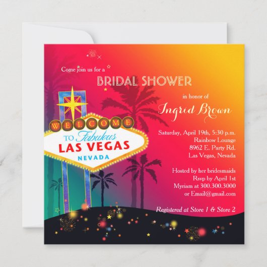 Glitzy Las Vegas Brautparty Einladung (Vorderseite)