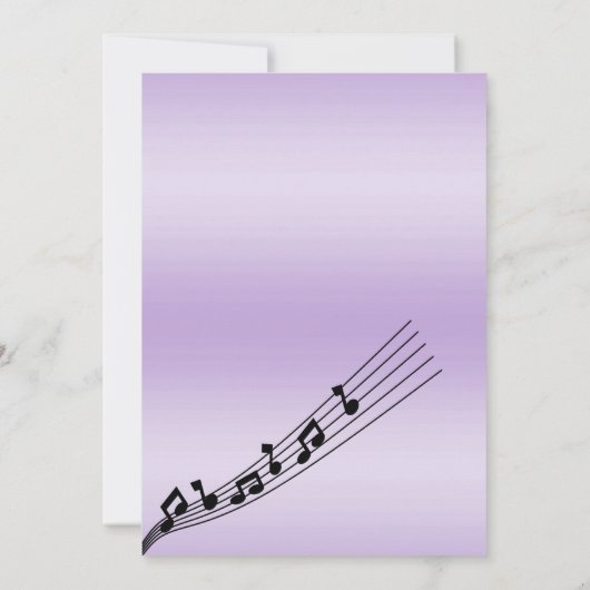Glitzy Lilac Musiknotens Birthday Einladung (Rückseite)