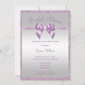 Glitzy Lilac Sequins & Gem Bow Brautparty Einladung (Vorderseite)